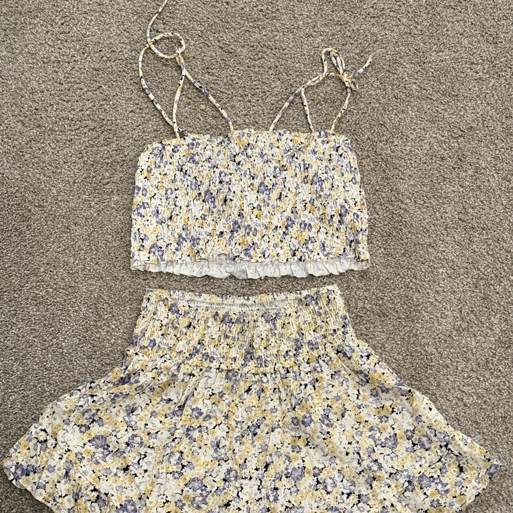 Wild Fable Yellow and Purple Smocked Top
